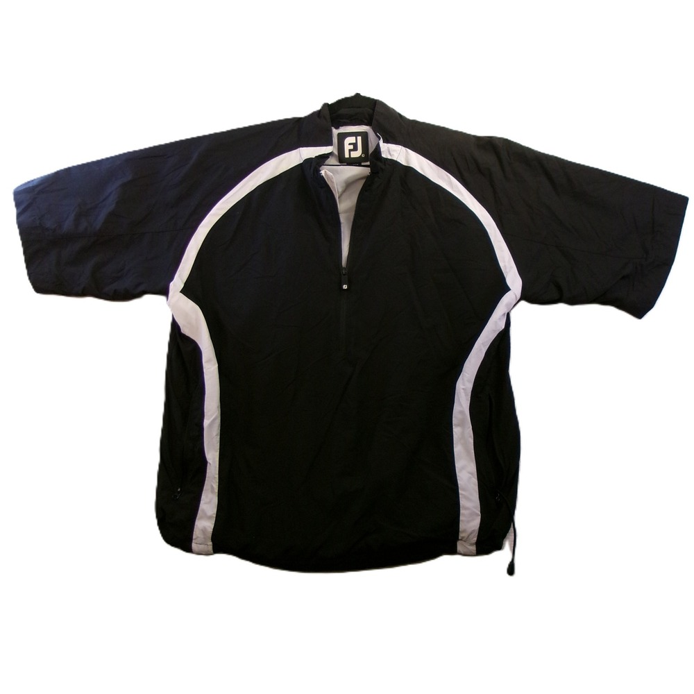 FootJoy Windbreaker Mens‎ Large Black Short Sleeve 1/4 Zip Golf Jacket